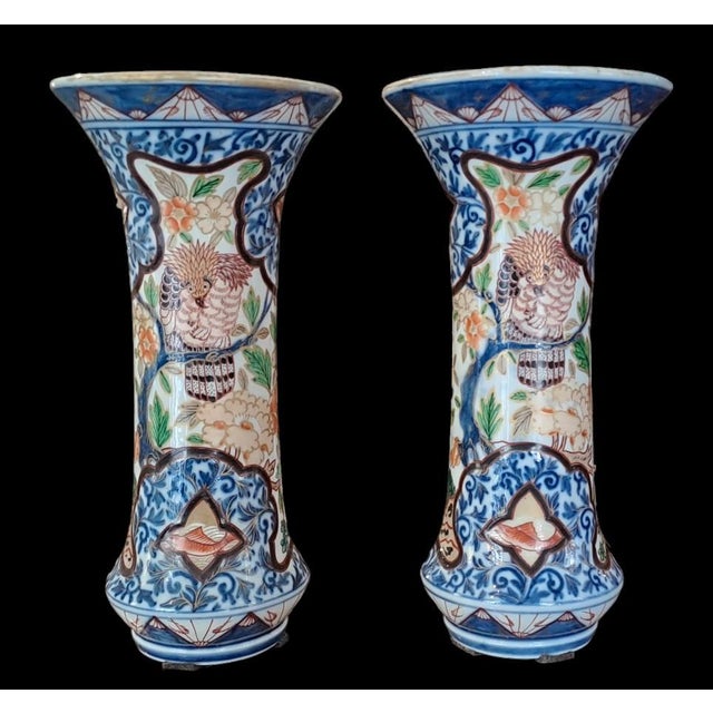 Blue Trumpet Vases, Japan, 18th Century, Set of 2 For Sale - Image 8 of 10