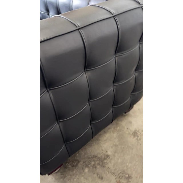 Vintage Austtian Kubus Sofa in Black Leather by Josef Hoffmann for Wittmann, 1980s For Sale - Image 13 of 14