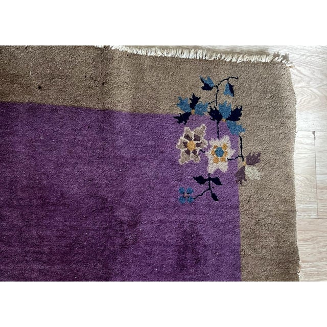 Textile 1920s, Handmade Antique Art Deco Chinese Rug 2.6' X 2.7' For Sale - Image 7 of 9