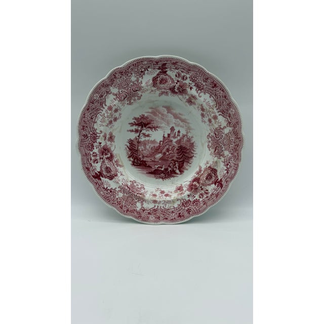 Farmhouse A Antique Staffordshire "Tyrolean" Pink Transfer Decorated Soup Plate, 1830’s For Sale - Image 3 of 11