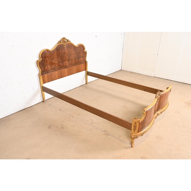 Romweber Romweber French Provincial Louis XV Flame Mahogany and Parcel Painted Full Size Bed, Circa 1920s For Sale - Image 4 of 11