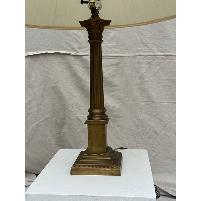 1990s Brass Corinthian Column Lamp by Laura Ashley For Sale - Image 4 of 8