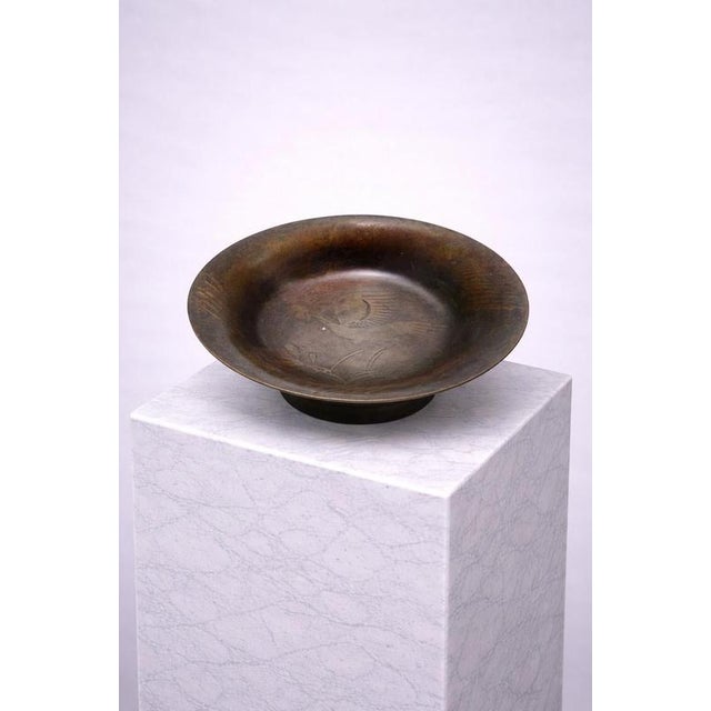Mid-Century Danish Kromo Bronze Bowl with Heron Motif, 1940s For Sale - Image 4 of 8
