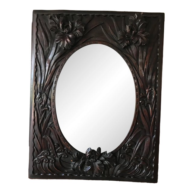 Mirror With Ebony Wood Frame For Sale