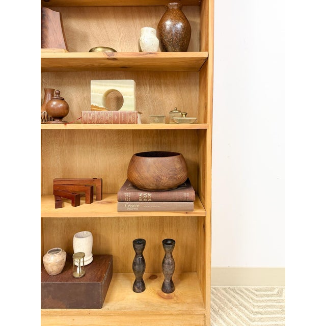 Wood Vintage Antique Style Handmade Pine 7-Shelf Bookcase Rustic Boho For Sale - Image 7 of 10