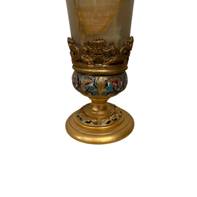 19th Century Champleve Enamel Mounted Onyx Centerpiece For Sale In Los Angeles - Image 6 of 8