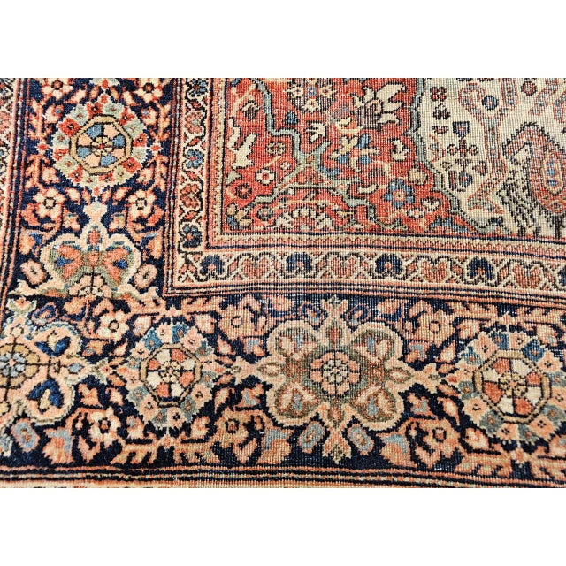 19th Century Persian Farahan Rug, Hand-Knotted Wool, Paisley Pattern, Pale Green & Navy, 4x6 For Sale - Image 14 of 18