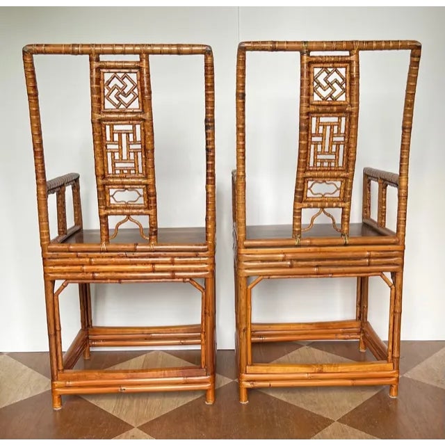 Pair of 18th Century Chinese Wrapped Bamboo Chairs With Huanghuali Wood Seats Chairish