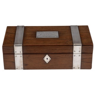 20th Century British Silver & Wood h.m.s Majestic Box, 1905 For Sale