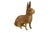 Circa early 20th century German paper mache candy container in the shape of a seated brown rabbit with brown fur, painted...