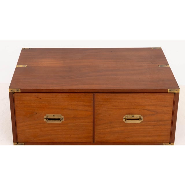 Modern Teak Two-Door Campaign Style Chest For Sale - Image 4 of 9