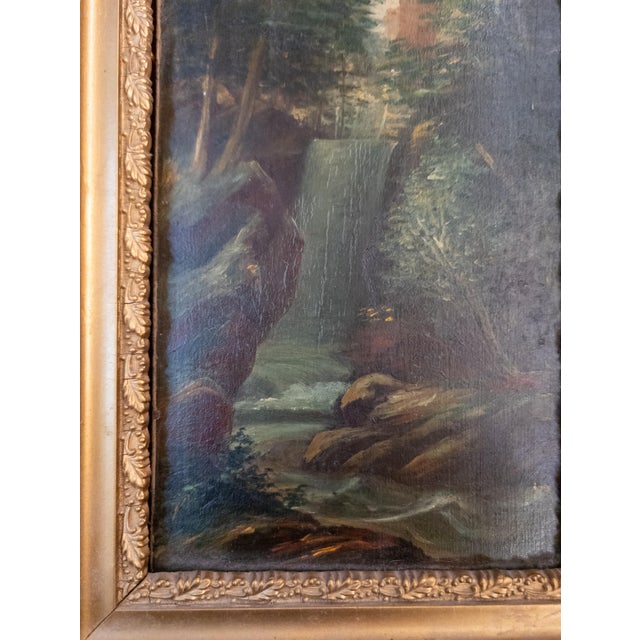 19th Century American Hudson River School Waterfall Landscape Painting For Sale In New York - Image 6 of 11