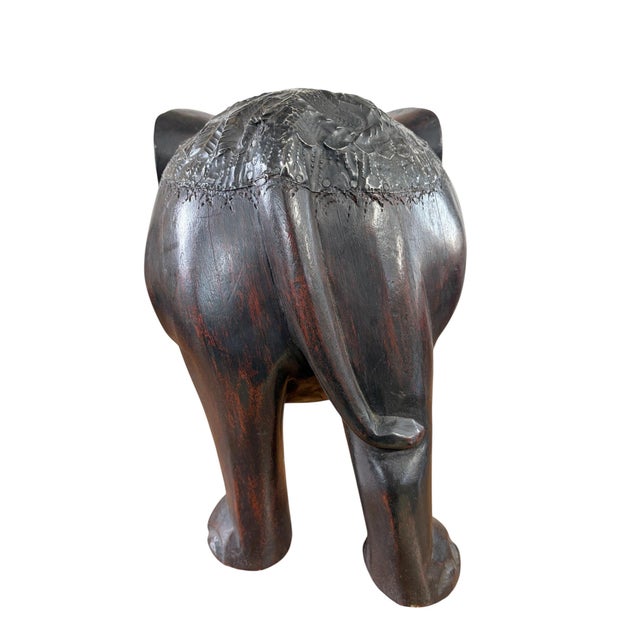 1980s Vintage Ashanti Elephant Wooden Sculpture Ghana 12.5" H For Sale - Image 5 of 6