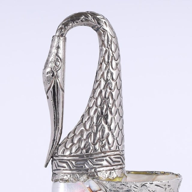 English Anglo Indian Seashell and Metal Swan For Sale - Image 3 of 6