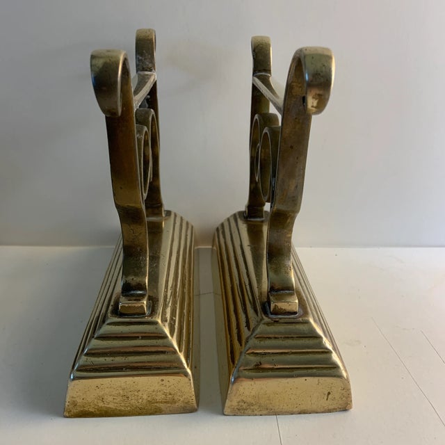 Vintage Brass Fireplace Tool Rests- Set of 2 For Sale - Image 4 of 9