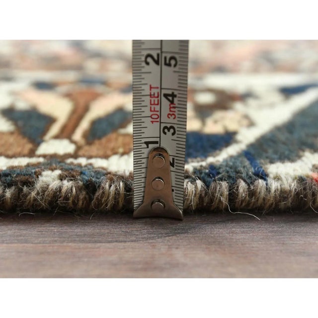 1960s Colorful, Hand Knotted Vintage Persian Bakhtiar With Repetitive Diamond Garden Design, Distressed Wool, Rug For Sale - Image 11 of 13