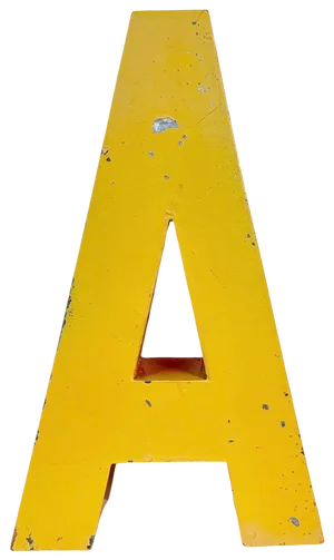 Large Vintage Yellow Iron Facade Letter A, 1960s