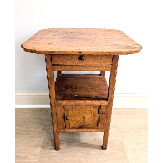 Farmhouse Early 19th Century Primitive Washstand Commode Side Table For Sale - Image 3 of 14