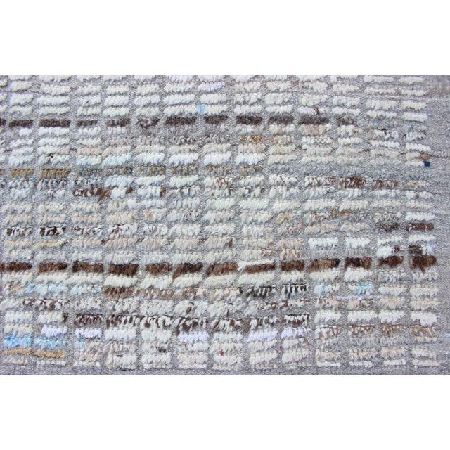 Early 21st Century Moroccan Tribal Rug in Ivory and Soft Blue by Keivan Woven Arts 8'8 X 11'7 For Sale - Image 5 of 15