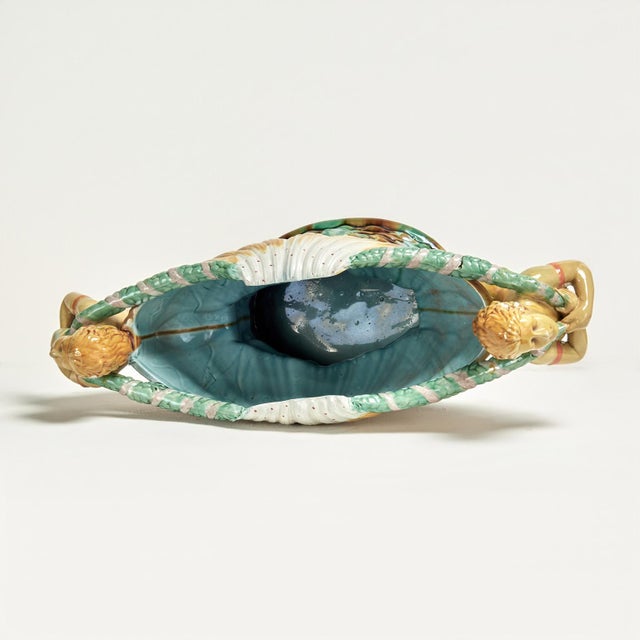 Ceramic Antique Italian Majolica Centerpiece With Mermaids For Sale - Image 7 of 12