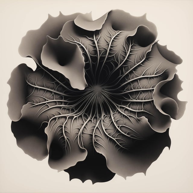 18' X 18' 'Ruta Graveolens' - Black and White Limited Edition Botanical Photography Print, Unframed For Sale