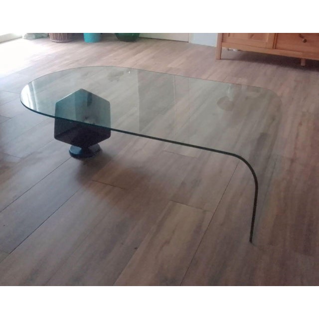 Waterfall Glass and Marble Coffee Table attributed to Fontana Arte, 1970s For Sale - Image 6 of 8