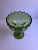 Midcentury Avocado Green Pedestal Glass With Lace Trim Compote 9” X 7 .5 “ in excellent condition.