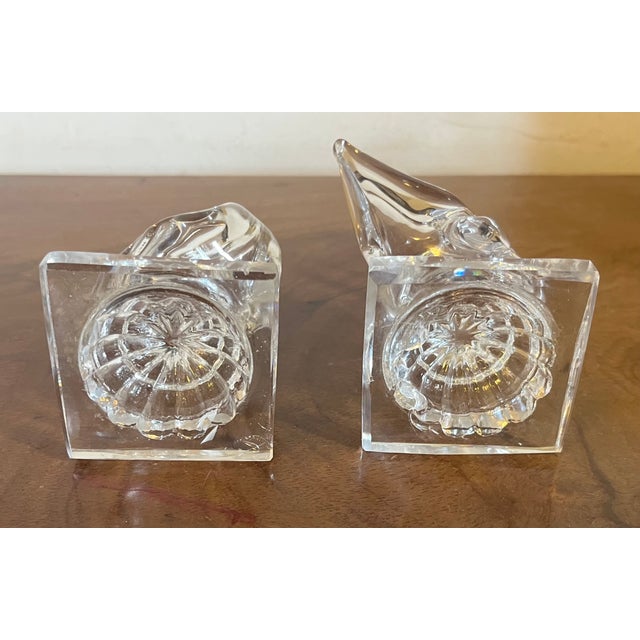 Glass Antique 19th Century American Flint Glass Swan Form Open Salt Cellars With Lemon Squeeze Bases - A Pair For Sale - Image 7 of 14