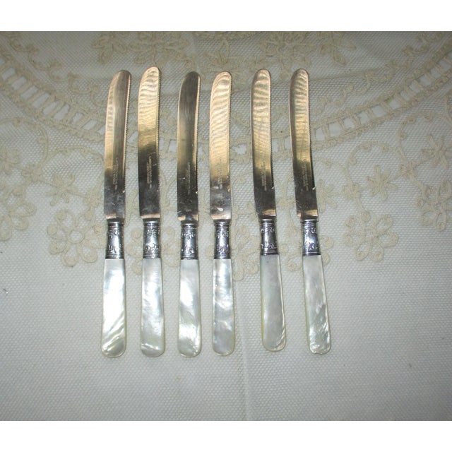 Antique Landers Frary & Clark Aetna Works Mother of Pearl & Sterling Knives - Set of 6 For Sale In Columbia, SC - Image 6 of 8