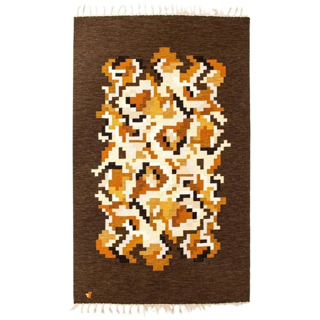 Brown Korall Brun Rug by Erik Lundberg for Vävaregården, Sweden For Sale - Image 8 of 8