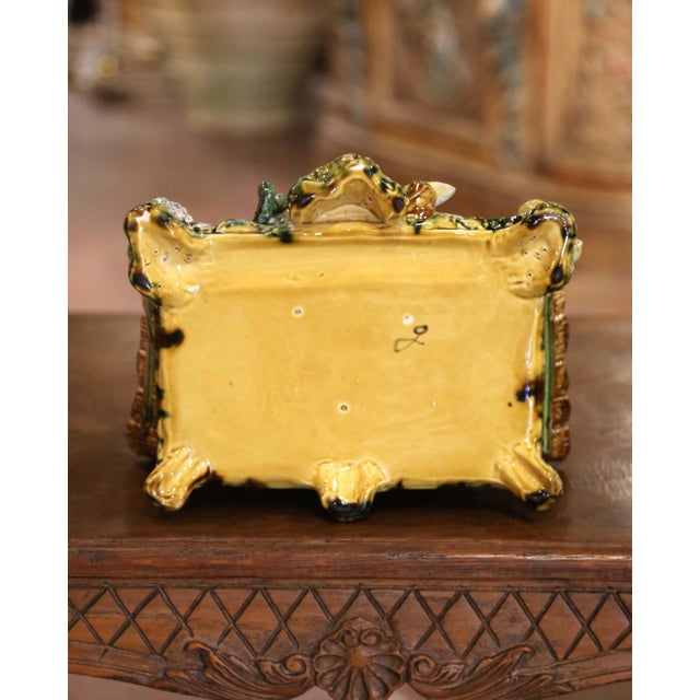 Pair 19th Century French Palissy-Style Barbotine Majolica Bird Jardinières For Sale - Image 10 of 13