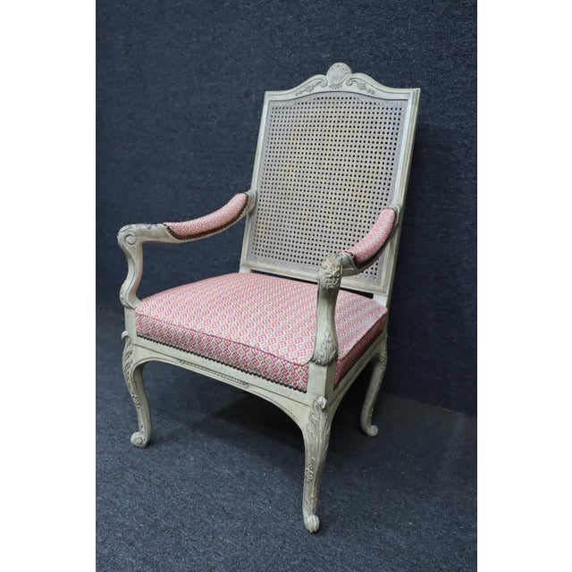French French Louis XVI Revival Painted Cane-Back Armchair, Late 19th Century For Sale - Image 3 of 13
