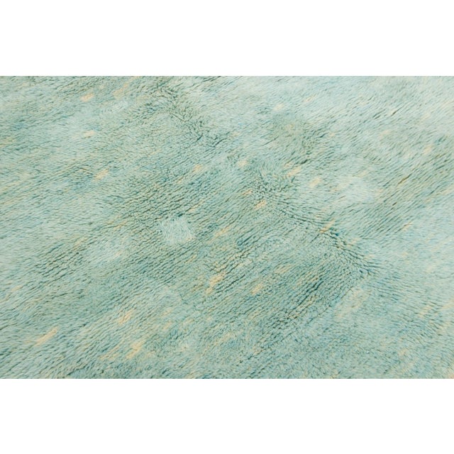 Modern Abstract Moroccan Wool Rug Handmade in Green and Brown For Sale - Image 9 of 10