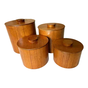 Mid Century Teak Canister Set of 4 by Otagiri