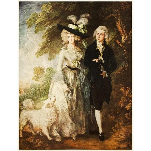 Celadon 1956 After Thomas Gainsborough "The Morning Walk", Vintage Full-Color Print For Sale - Image 8 of 8
