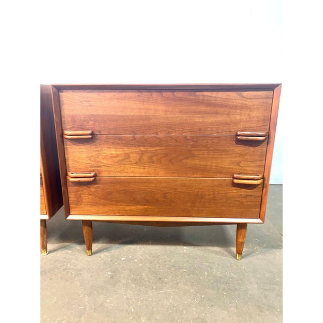 Wood Pair of 1950's Custom Made Modernist Walnut Dressers For Sale - Image 7 of 16