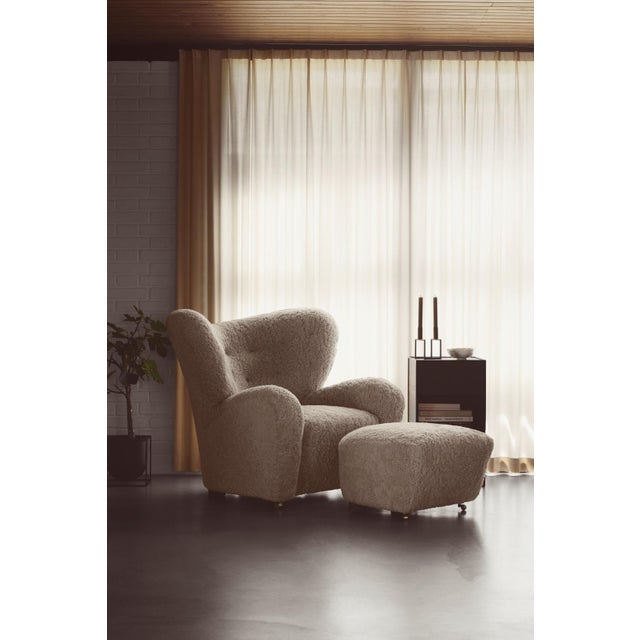 Textile Dark Grey Natural Oak Hallingdal the Tired Man Footstools by Lassen, Set of 4 For Sale - Image 7 of 8