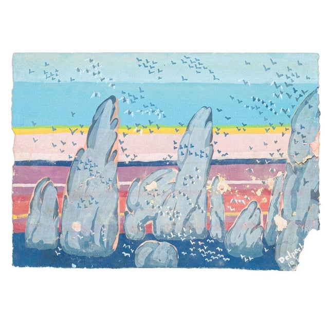 Seagulls - Watercolor on Paper by J.-R. Delpech - Mid 20th Century Mid 20th Century For Sale - Image 3 of 3