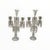 Vintage Pair 14" Modular Crystal 3-Light Candelabras Threaded European Lead Crystal Complete With Prisms For Sale - Image 4 of 12