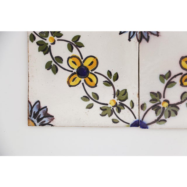 Ceramic 19th Century Set of Four Floral Tiles, Portuguese Baroque For Sale - Image 7 of 15