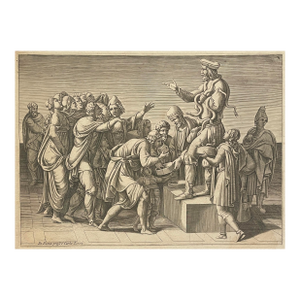 Snake Charmer Engraving by Giulio Romano