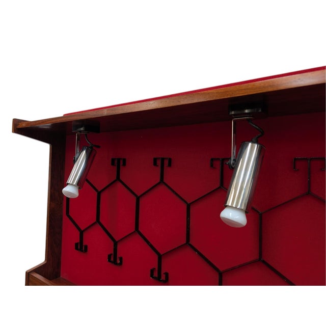Vintage Space Age Rosewood and Red Lounge Bar, 1970s, Set of 4 For Sale - Image 13 of 18