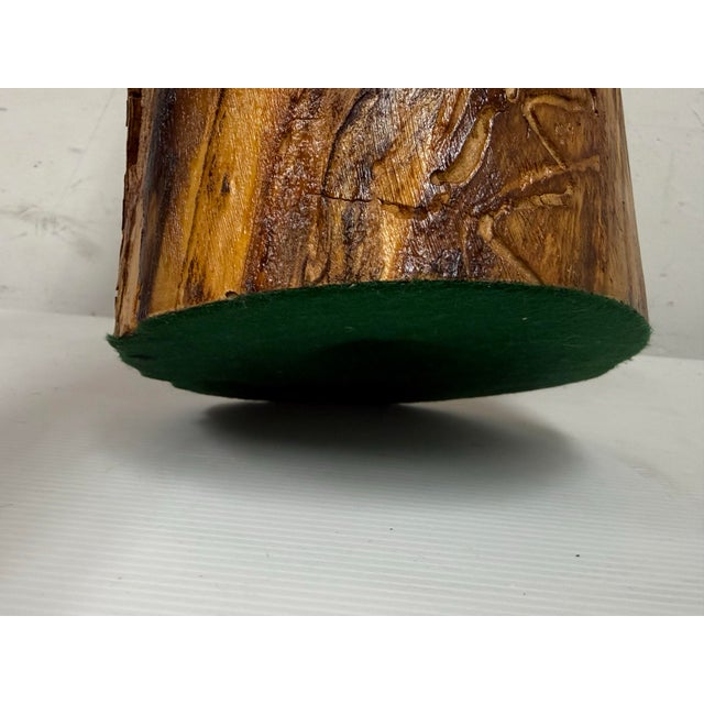 Organic Modern Live Edge Rustic Wood Table Lamp, Signed "A" For Sale - Image 12 of 12