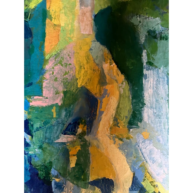 Original approx 11 x 13 painting on canvas backed by foam core Unsigned Overall size with mid century frame is...