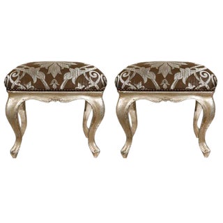18th C. Italian Silver-Leafed Stools - a Pair For Sale