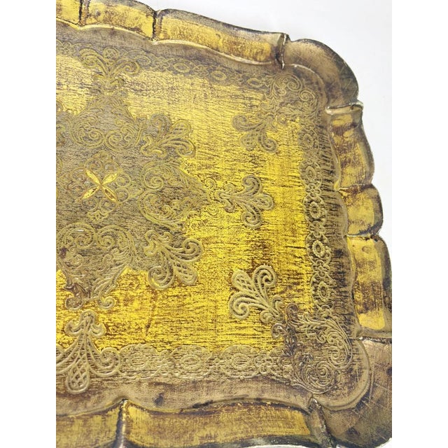 Gold 20th Century Gilded Wooden Trays, India, Set of 2 For Sale - Image 8 of 14