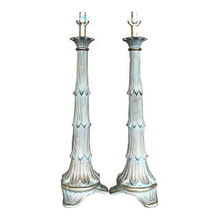 Late 20th Century Vintage Regency Florentine Plaster Table Lamps - a Pair For Sale