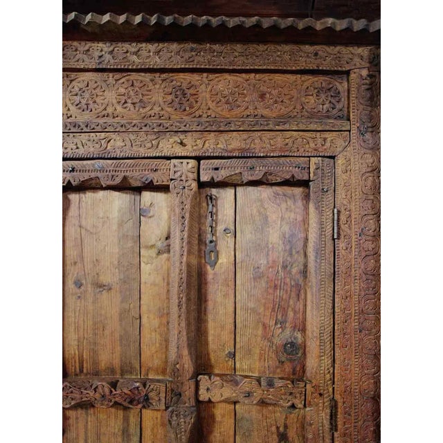 Wood Antique Carved Teakwood Doors in Frame For Sale - Image 7 of 10
