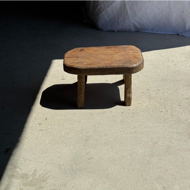 Brutalist Small Wabi-Sabi Style Oval Teak Occasional Stool, 1980s For Sale - Image 3 of 9