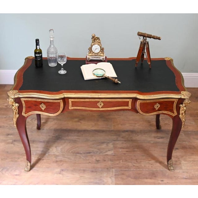 French Louis XV Revival Bureau Plat Desk, 1880 For Sale - Image 10 of 11
